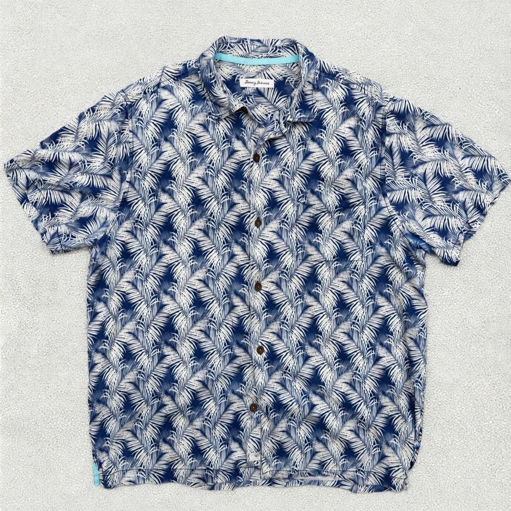Tommy Bahama Silk Palm Print Camp Shirt